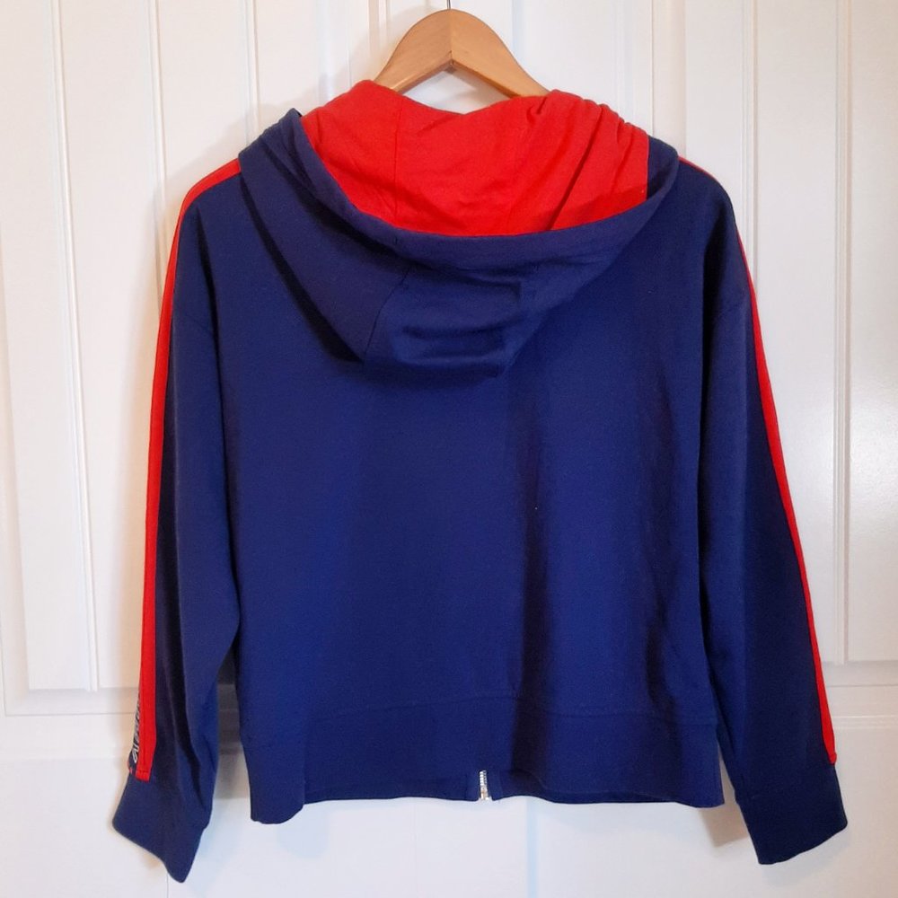 TOMMY HILFIGER SPORT NWOT Navy "TOMMY" Stripe Sleeve Full Zip Hoodie S - Picture 6 of 10